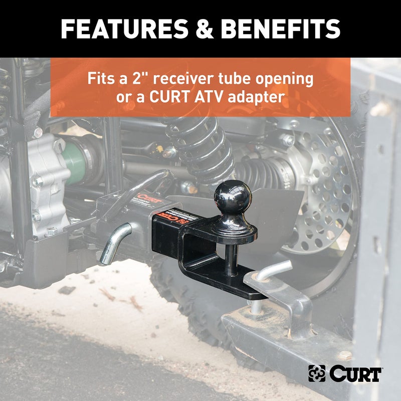 CURT 45009 3-in-1 ATV Trailer Hitch Mount, 2-Inch Ball, Clevis Pin, 5/8-Inch Hole, Fits 2-Inch Receiver - Image 5